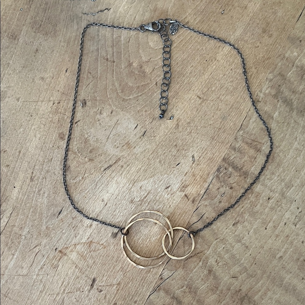 Sundance Two-Tone Interlocking Circle Necklace in Gold and Dark Metal
